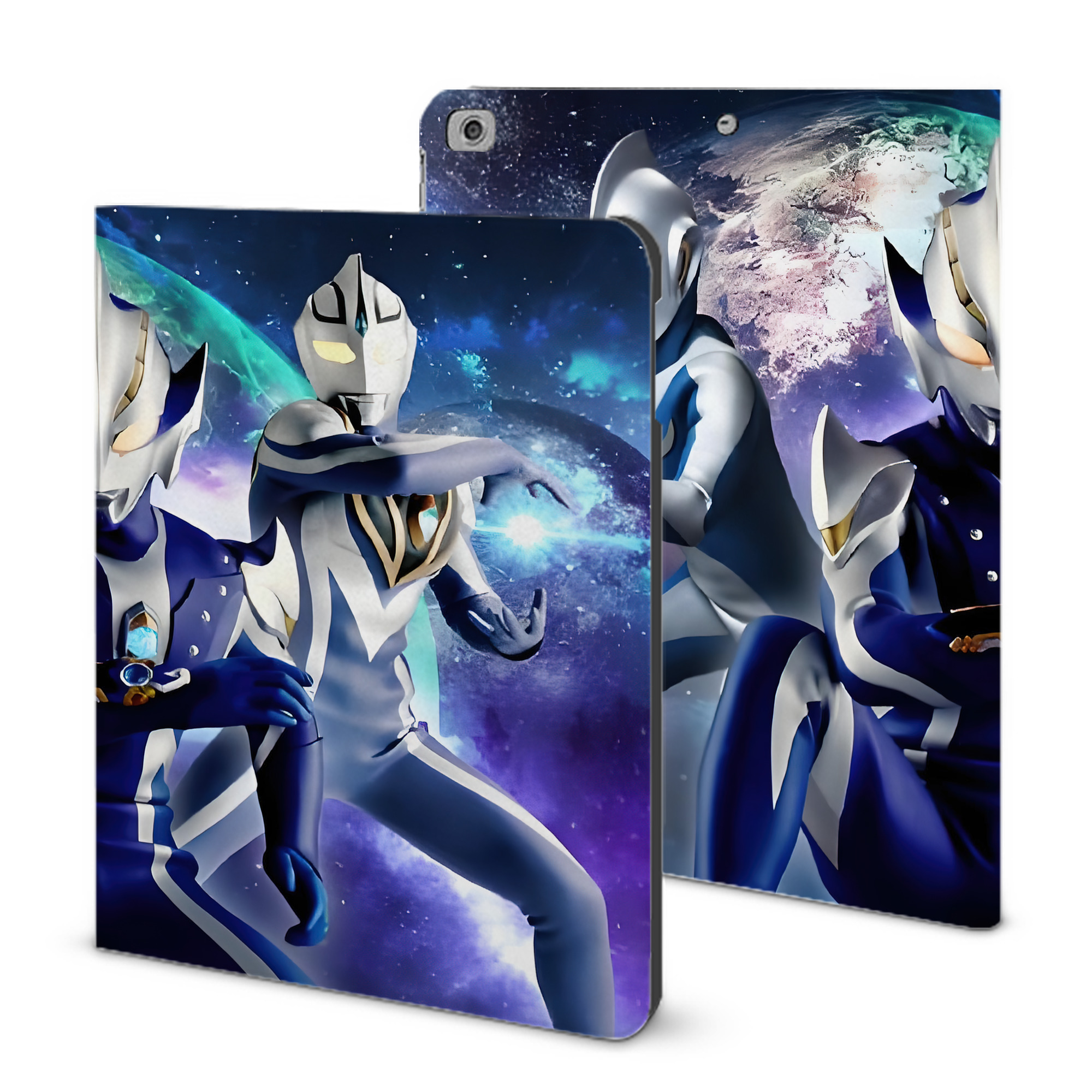 （画像用） ウルトラマン Ultraman IPad ケース ブック型 PUレザー TPU 耐衝撃 軽量 薄型 ペン収納なし 全面保護 IPad 各モデル対応